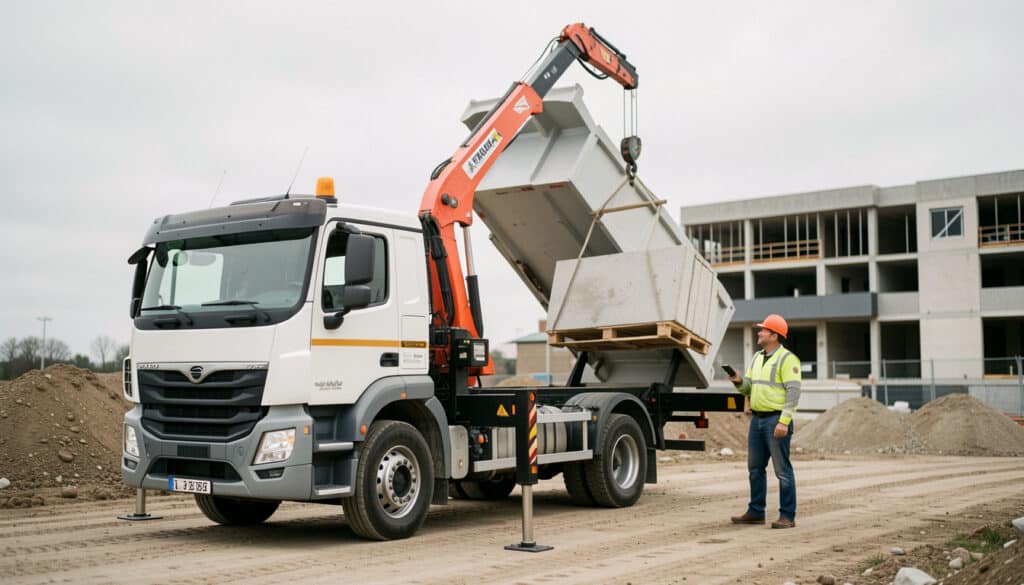 Location de camion-benne avec grue : bien choisir