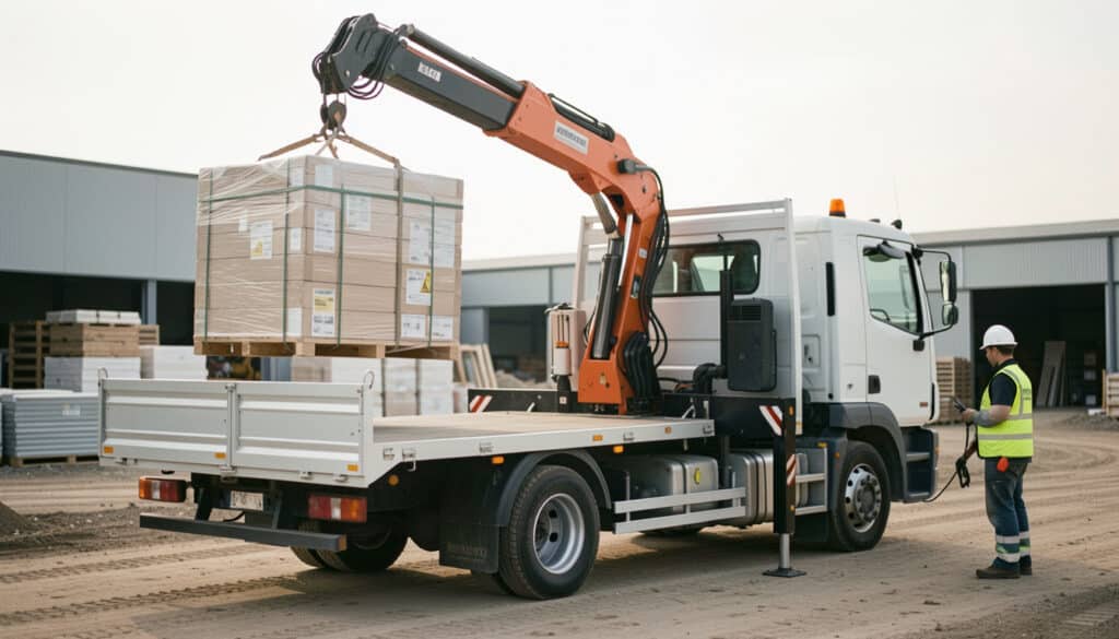 Camion plateau avec grue : usages, capacités et choix